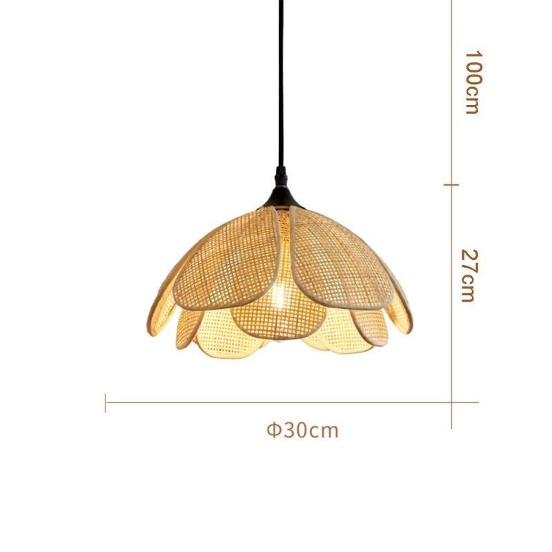Lampada a sospensione in rattan retrò, paralume in bambù intrecciato, 30 × 27 cm
