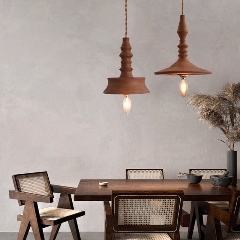 Lampada a sospensione in legno di gomma vintage semplice