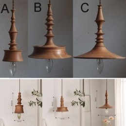 Lampada a sospensione in legno di gomma vintage semplice
