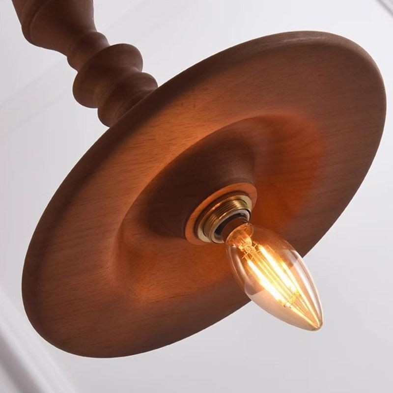 Lampada a sospensione in legno di gomma vintage semplice