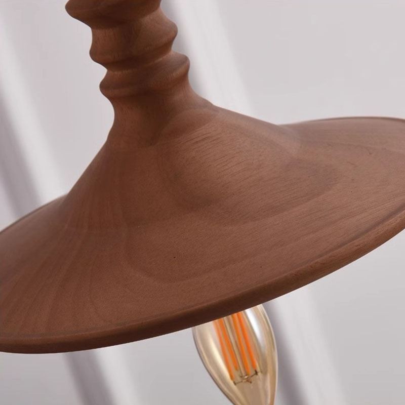 Lampada a sospensione in legno di gomma vintage semplice