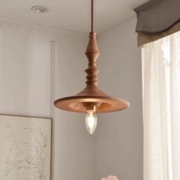 Lampada a sospensione in legno di gomma vintage semplice