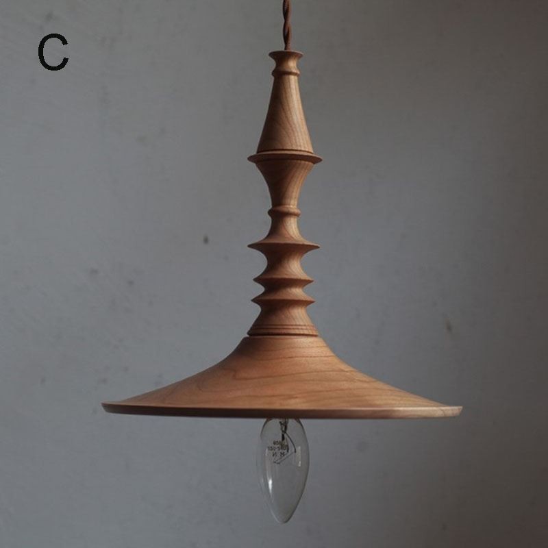 Lampada a sospensione in legno di gomma vintage semplice
