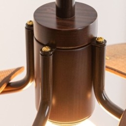 Lampada a sospensione Wabi Sabi con paralume in tessuto e fissaggio in legno 52 x 22 cm