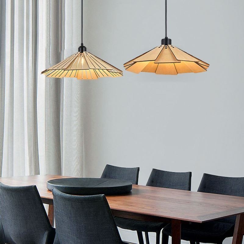 Lampada a sospensione retrò creativa in legno per soffitto E26/E27
