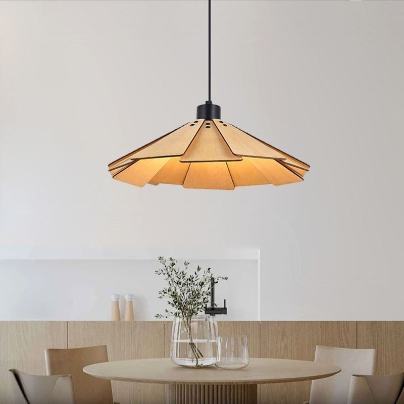 Lampada a sospensione retrò creativa in legno per soffitto E26/E27