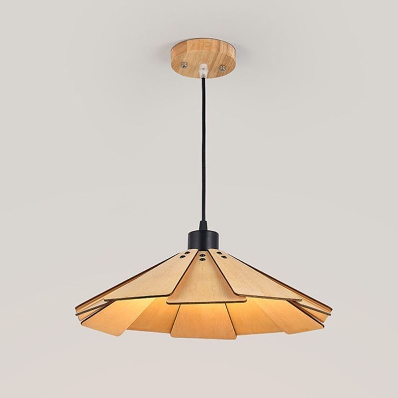 Lampada a sospensione retrò creativa in legno per soffitto E26/E27