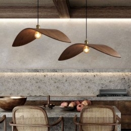 Lampada a sospensione in legno massello retrò, moderna e semplice, E26/E27, cavo 100 cm