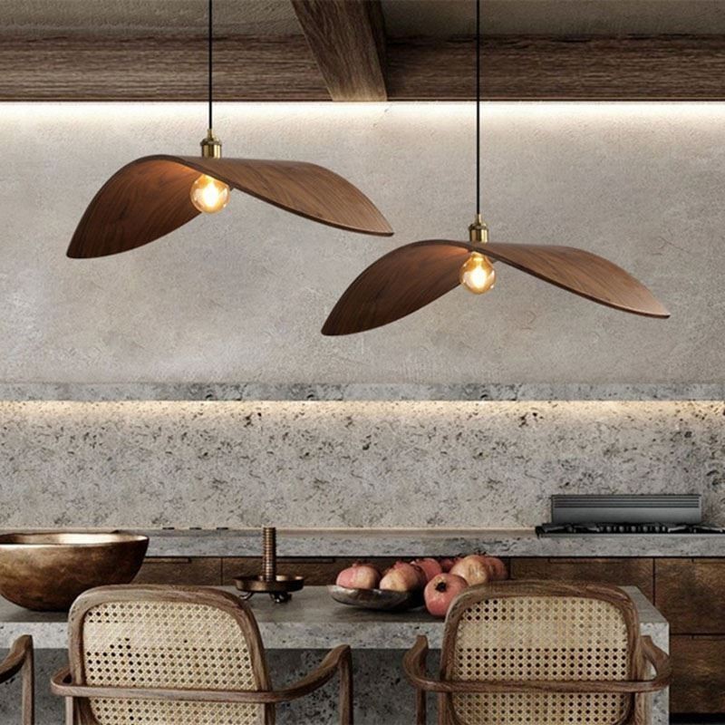 Lampada a sospensione in legno massello retrò, moderna e semplice, E26/E27, cavo 100 cm
