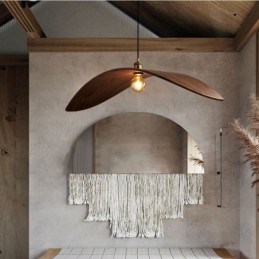 Lampada a sospensione in legno massello retrò, moderna e semplice, E26/E27, cavo 100 cm