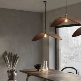 Lampada a sospensione in legno massello retrò, moderna e semplice, E26/E27, cavo 100 cm