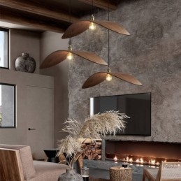 Lampada a sospensione in legno massello retrò, moderna e semplice, E26/E27, cavo 100 cm