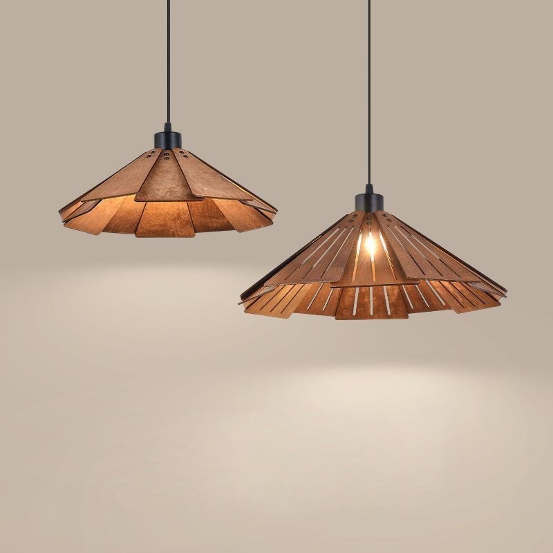 Lampada a sospensione retrò in legno creativa, 1 luce, E26/E27, cavo 120 cm