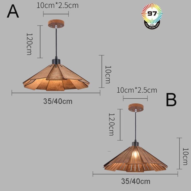 Lampada a sospensione retrò in legno creativa, 1 luce, E26/E27, cavo 120 cm