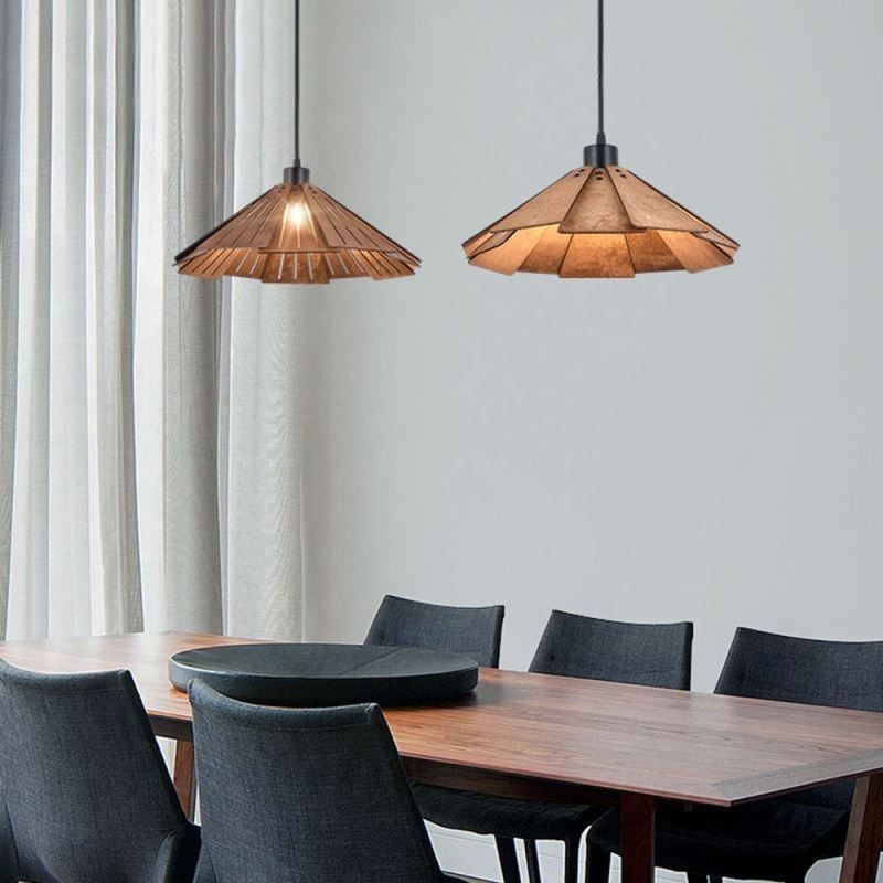 Lampada a sospensione retrò in legno creativa, 1 luce, E26/E27, cavo 120 cm