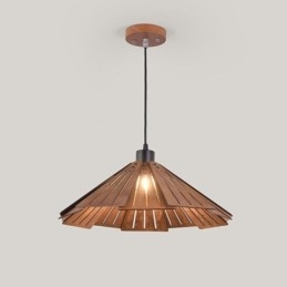 Lampada a sospensione retrò in legno creativa, 1 luce, E26/E27, cavo 120 cm