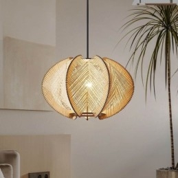 Lampada a sospensione Wabi Sabi nordica retrò in legno massello fatta a mano