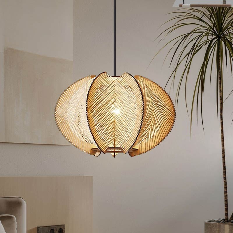 Lampada a sospensione Wabi Sabi nordica retrò in legno massello fatta a mano