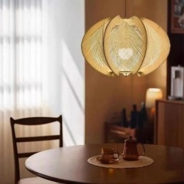 Lampada a sospensione Wabi Sabi nordica retrò in legno massello fatta a mano
