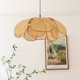 Lampada a sospensione in rattan intrecciato a mano Petal Wabi Sabi