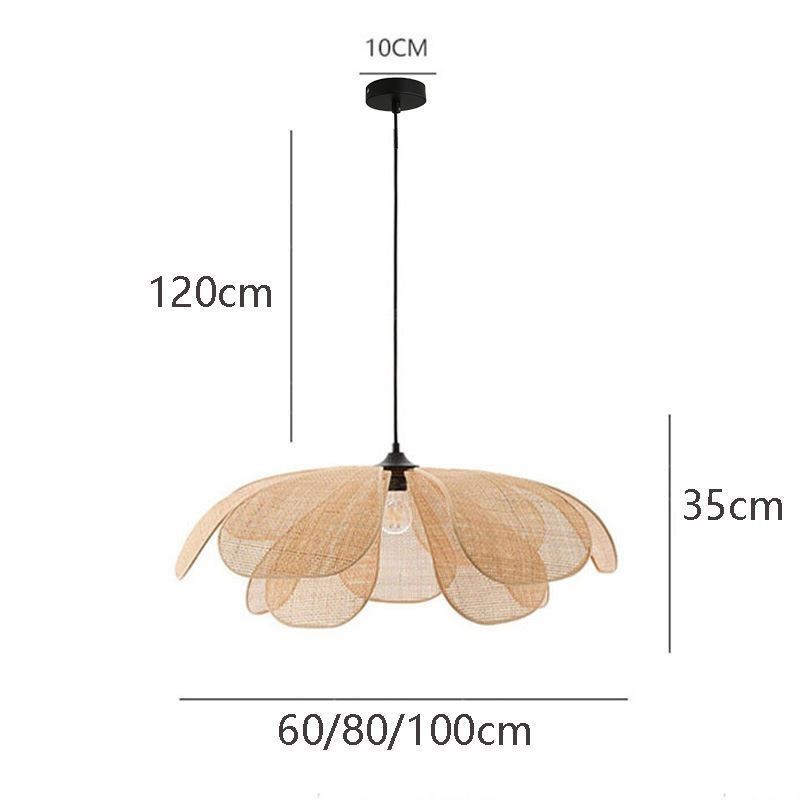 Lampada a sospensione in rattan intrecciato a mano Petal Wabi Sabi