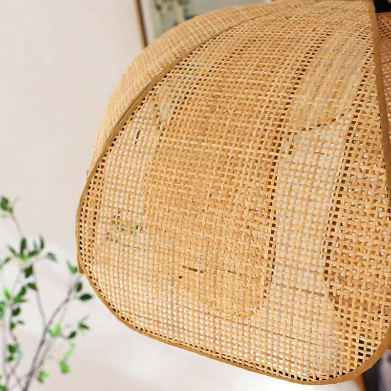 Lampada a sospensione in rattan intrecciato a mano Petal Wabi Sabi