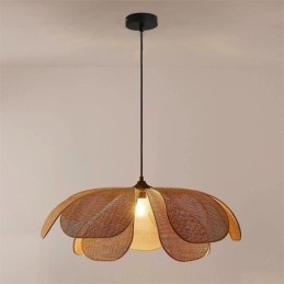 Lampada a sospensione in rattan intrecciato a mano Petal Wabi Sabi