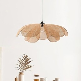 Lampada a sospensione in rattan intrecciato a mano Petal Wabi Sabi