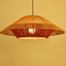 Lampada a sospensione in corda di canapa intrecciata a mano