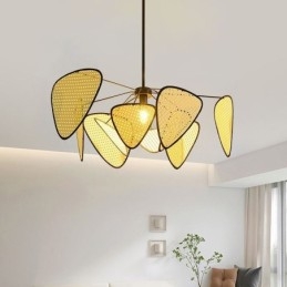 Lampada a sospensione in rattan artificiale intrecciata a mano, naturale, moderna, E26/E27