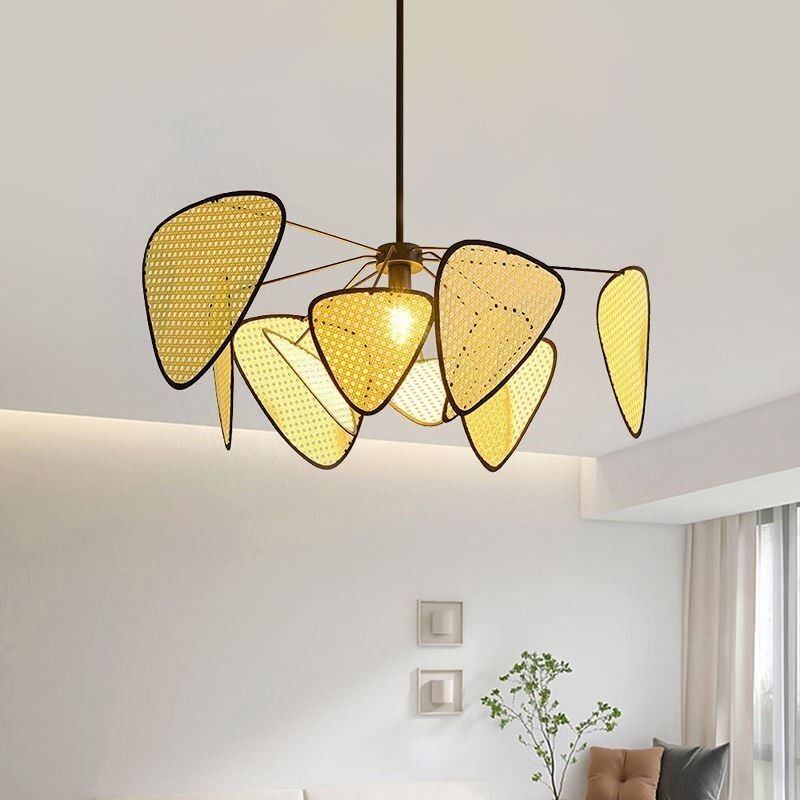 Lampada a sospensione in rattan artificiale intrecciata a mano, naturale, moderna, E26/E27