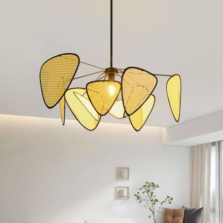 Lampada a sospensione in rattan artificiale intrecciata a mano, naturale, moderna, E26/E27