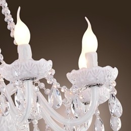 Lampadario moderno in cristallo bianco per soggiorno, 8 luci