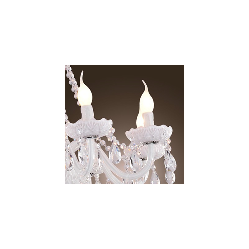 Lampadario moderno in cristallo bianco per soggiorno, 8 luci