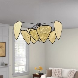Lampada a sospensione in rattan artificiale intrecciata a mano, naturale, moderna, E26/E27