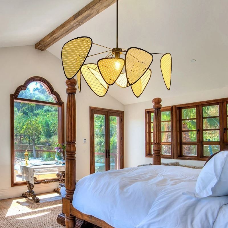 Lampada a sospensione in rattan artificiale intrecciata a mano, naturale, moderna, E26/E27