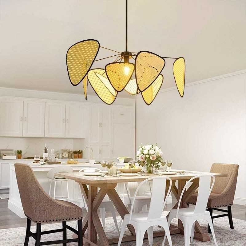 Lampada a sospensione in rattan artificiale intrecciata a mano, naturale, moderna, E26/E27