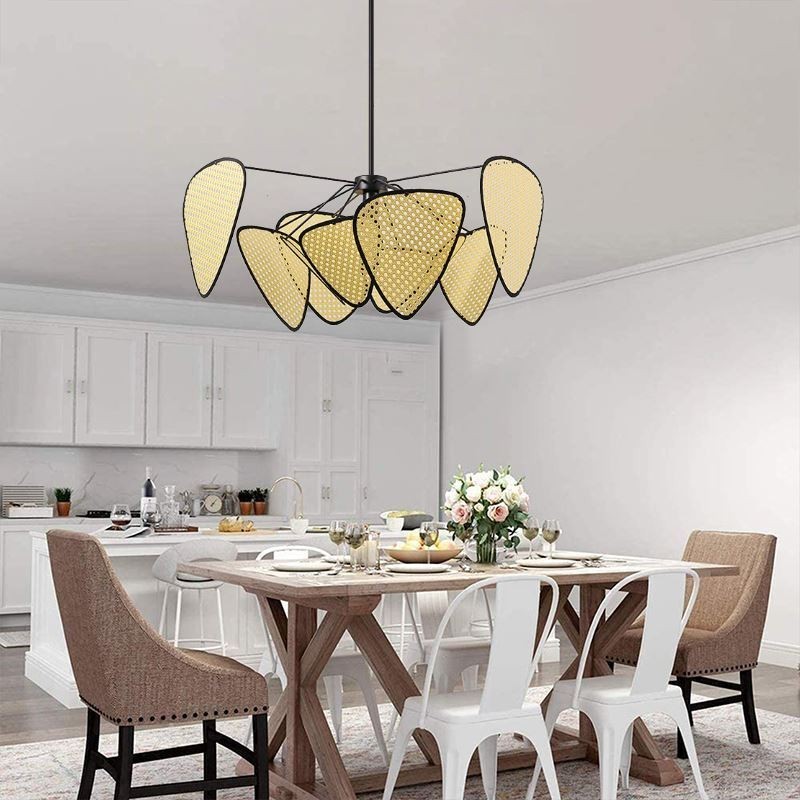 Lampada a sospensione in rattan artificiale intrecciata a mano, naturale, moderna, E26/E27