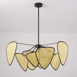 Lampada a sospensione in rattan artificiale intrecciata a mano, naturale, moderna, E26/E27