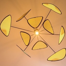 Lampada a sospensione in rattan artificiale intrecciata a mano, naturale, moderna, E26/E27