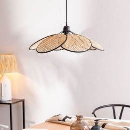 Lampada a sospensione in rattan artificiale intrecciata a mano 60 x 28 cm