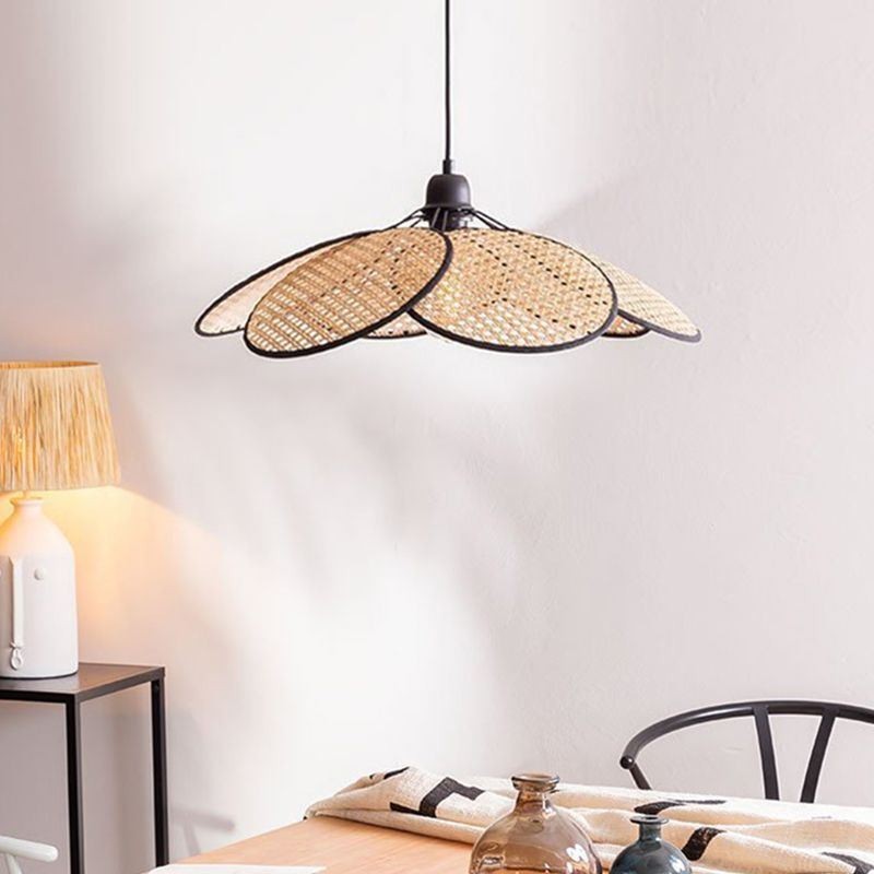 Lampada a sospensione in rattan artificiale intrecciata a mano 60 x 28 cm