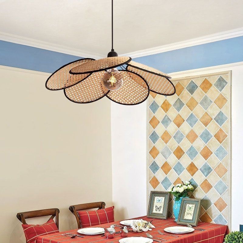 Lampada a sospensione in rattan artificiale intrecciata a mano 60 x 28 cm
