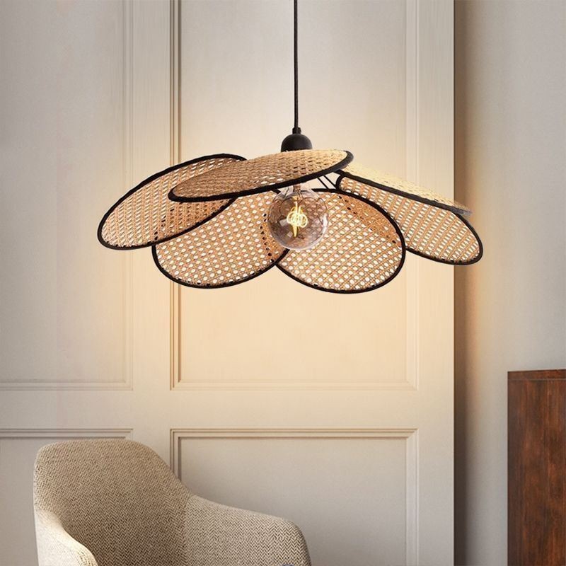 Lampada a sospensione in rattan artificiale intrecciata a mano 60 x 28 cm
