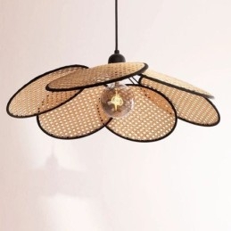 Lampada a sospensione in rattan artificiale intrecciata a mano 60 x 28 cm