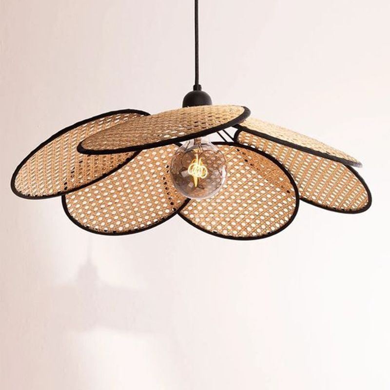 Lampada a sospensione in rattan artificiale intrecciata a mano 60 x 28 cm