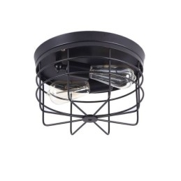 Lampada da soffitto industriale in ferro a gabbia, vintage, montaggio a filo, 2 luci, 28 x 17 cm