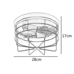 Lampada da soffitto industriale in ferro a gabbia, vintage, montaggio a filo, 2 luci, 28 x 17 cm