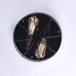 Lampada da soffitto industriale in ferro a gabbia, vintage, montaggio a filo, 2 luci, 28 x 17 cm