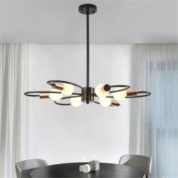 Lampadario rustico a sospensione 6 luci petali classici ferro E26/E27 78×9 cm